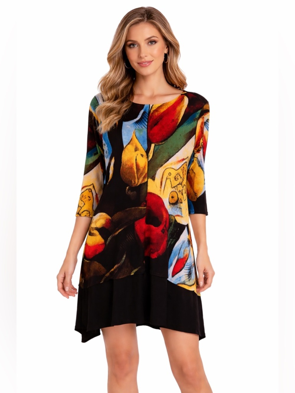 eva varro 3/4 Sleeve Tunic Dress